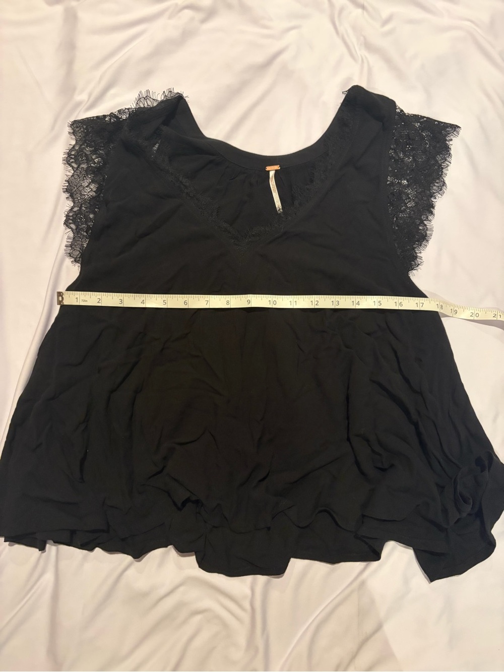 Free People NWT Black Lace Sleeve Camisole Top -Sz S